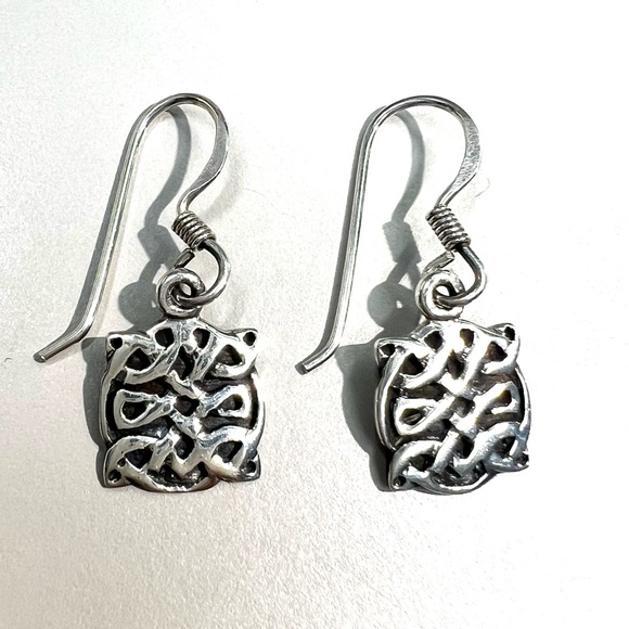 Sterling Silver 925 Antique Celtic Shield Earrings - Picture 1 of 8
